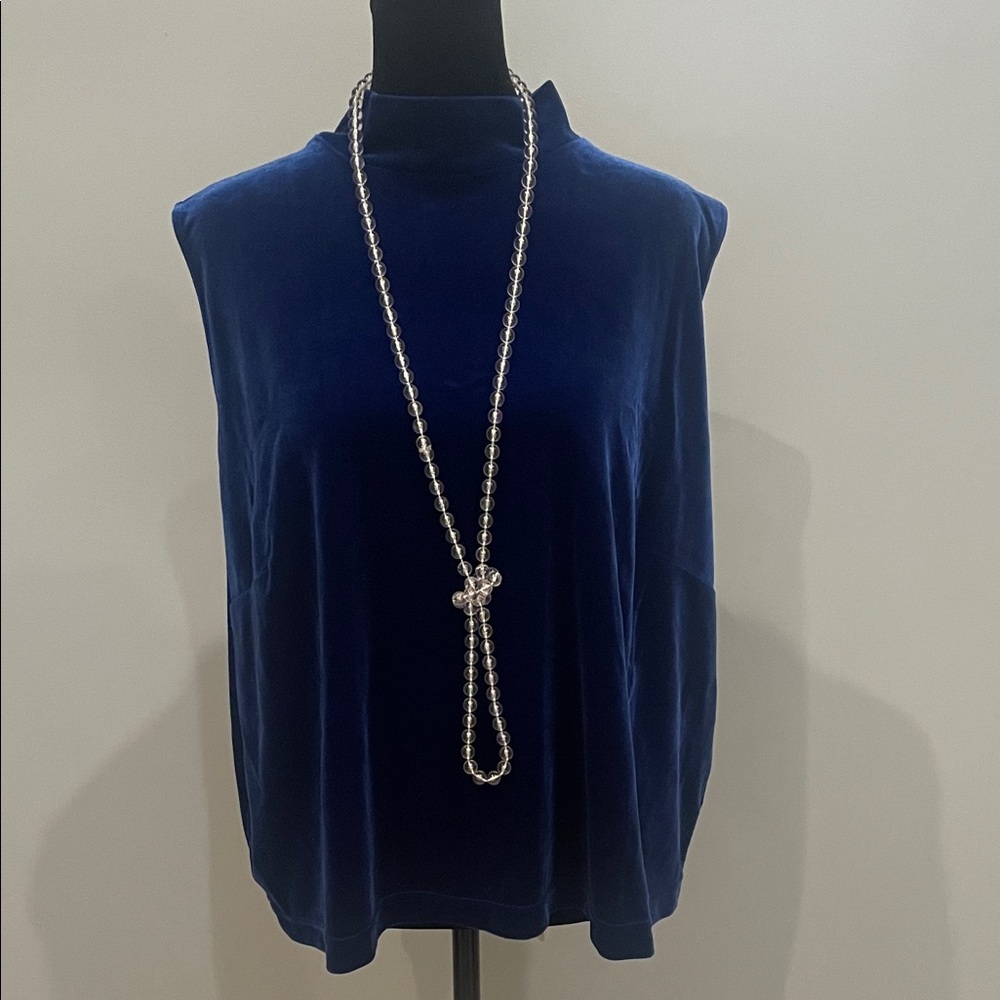 Elegant Blue Velvet Women's sleeveless Top xl